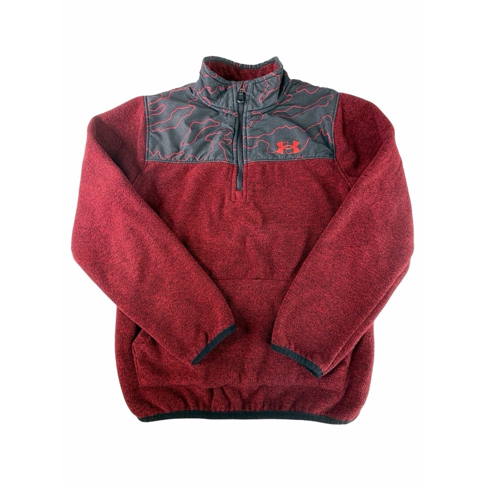Under Armour Youth Medium Red Black 1/4 Zip Fleece Pullover Camo YMD Quarter Zip